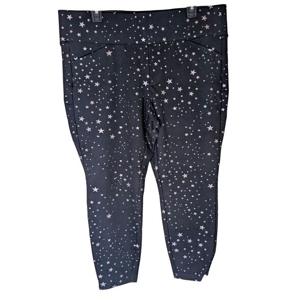 Torrid Pocket Pixie Luxe Ponte Black Foil Stars Pants Plus Size 2R - Picture 1 of 10
